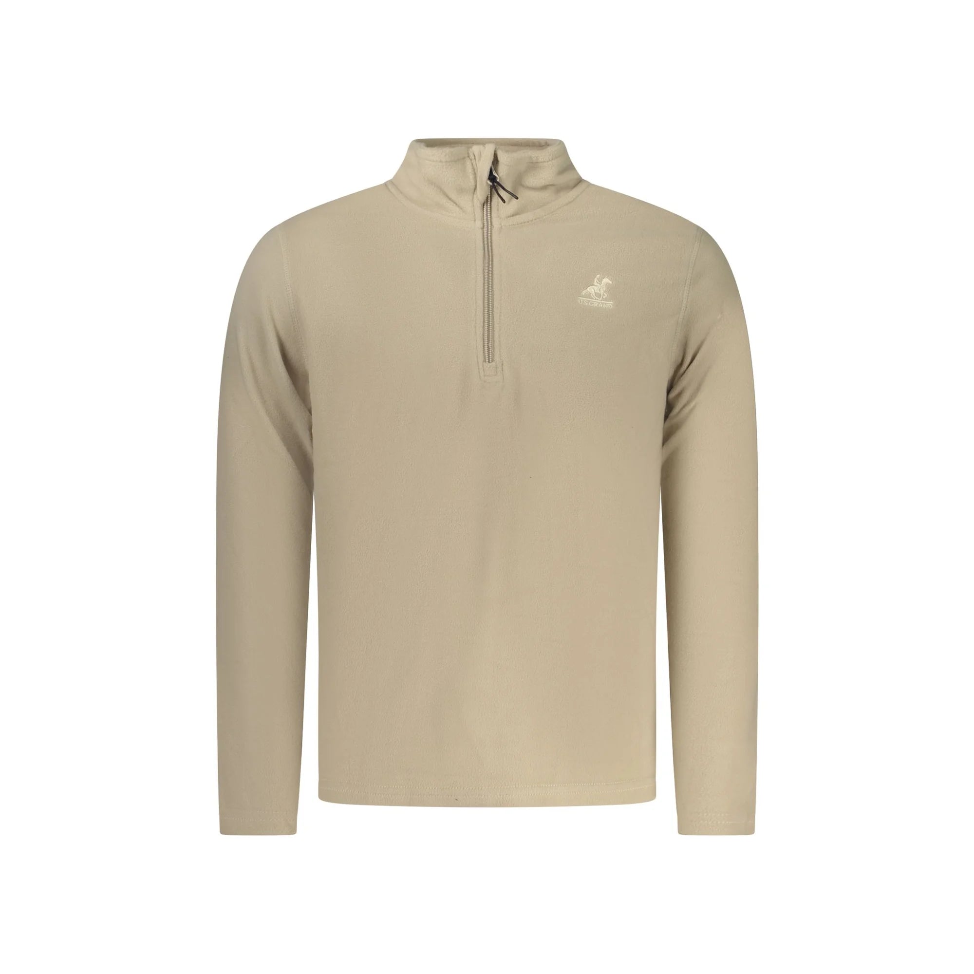 U.S. Grand Felpa Uomo Beige Mezza Zip Pile Ricamo Logo Felpe - foto prodotto